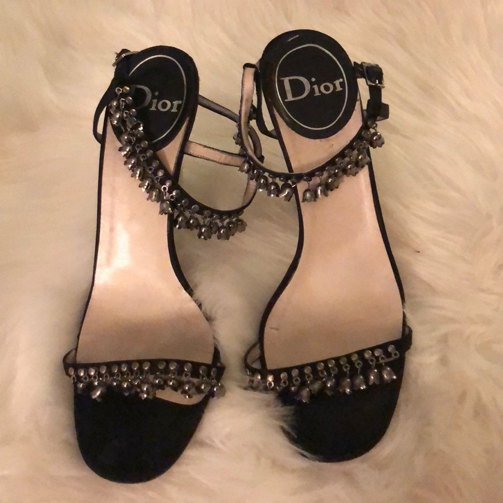 Rare Dior Runway Heels Black with Silver bells S7